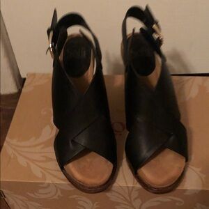 Women's Black Leather Sandals